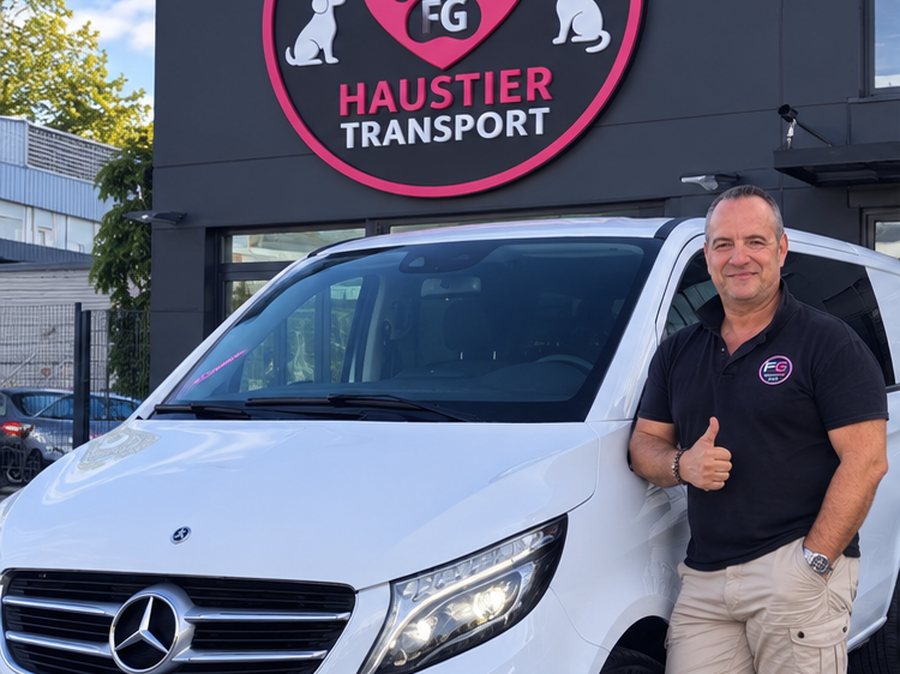 Franco Kafesy vor seinem weißen Mercedes-Transporter mit FrancoGini-Beschriftung